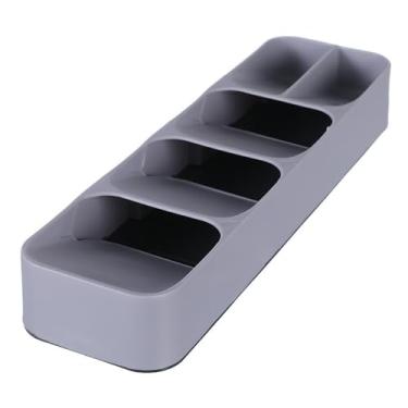 Imagem de Porta Talheres Organizador Compacto com 5 Divisórias para Gaveta de Cozinha Bandeja Organizadora Separador de Talheres para Mesa E Armazenamento Premium Cinza ou Branco TICKH 1 Unidade