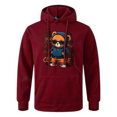 Imagem de Moletom Canguru Blusa De Frio Estampada Urso Fashion Cool Casaco Mascu