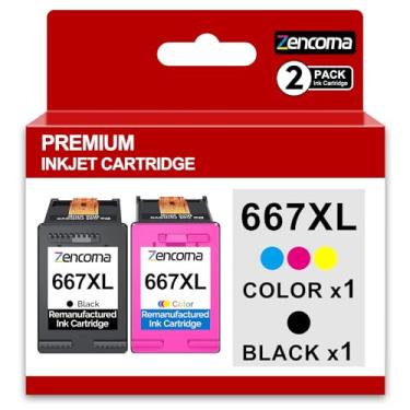 Imagem de Zencoma 667XL 667 XL 667 Cartuchos de tinta para impressoras HP 667xl Pacote combo de cartuchos de tinta preta e colorida para impressoras HP DeskJet 1275 2374 2375 2376 2775 2776 6075 6475 6476 (1