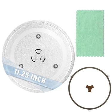 Imagem de LUBIYACK Substituição de placa de micro-ondas de vidro de 28,5 cm para WB49X10097, WB49X10034 Bandeja giratória de forno com design em forma de Y para melhor reaquecimento e distribuição uniforme de