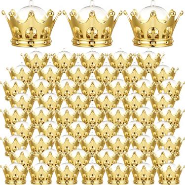 Imagem de Coroa dourada preenchível princesa com redoma lembrancinhas de festa decorativas coroa doces caixas de armazenamento preenchíveis Golden Crown Candy recipientes para chá de bebê Artigos de festa de aniversário (60 peças)