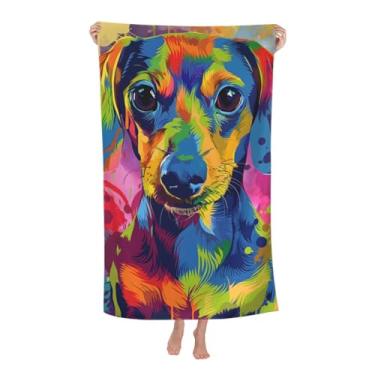 Imagem de VANZEV Dachshund colorido toalha de praia cachorro toalha de banho de microfibra sem areia ultra macia toalha de piscina de secagem rápida toalha absorvente toalha leve presentes para banheiro ao ar