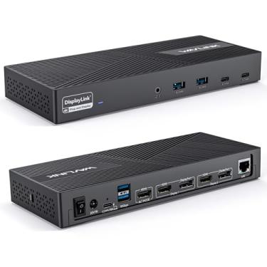 Imagem de WAVLINK Estação de ancoragem USB C com 3 monitores (4K a 60Hz), estação de ancoragem para laptop Displaylink com carregamento PD de 100W para M1/M2/M3/M4 Mac/Windows - USB C (3 HDMI, 2 DP, 6 portas