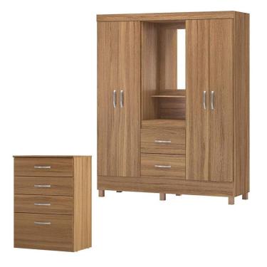 Imagem de Cômoda Astral E Guarda Roupa Casal Lord Amêndola Touch - Demóbile