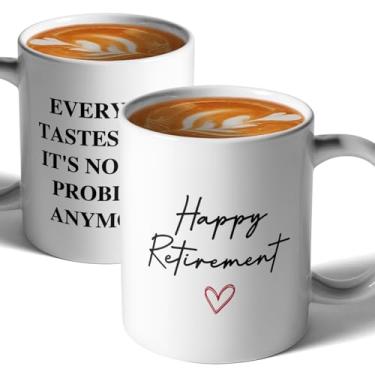Imagem de Jxubeuro, Happy Retirement, Caneca de café engraçada para aposentadoria, caneca de café de cerâmica/xícara de chá, presente feliz para colegas de trabalho, amigos, professores, chefe, irmãs