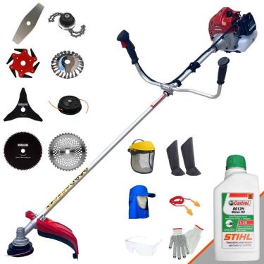 Imagem de Máquina de Cortar Grama Profissional À Gasolina Kawashima BCJ521L 52cc 2,5HP 10.000rpm Roçadeira Completa Com 8 Opções de Cortes + EPI + ÓLEO STIHL 2T