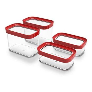 Imagem de Kit Conjunto De 04 Potes Herméticos Mantimentos Acrílico 90 - Helsim, 