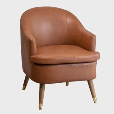 Imagem de Poltrona De Acento, Cadeiras De Sala De Estar Aconchegantes, Cadeira De Barril De Couro Anti-risco Pernas Robustas, Poltrona Moderna Para Sala De Estar Quarto Sala De Recepção S, A, One Size