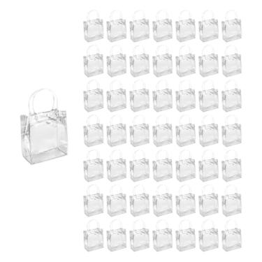 Imagem de MotiveTech 50 Sacos de Presente de PVC Transparente, Sacos de Guloseimas, Artesanato, Decoração Reutilizável, Sacola para Festa de Aniversário, Casamento, Altura 16cm