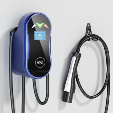 Imagem de MUSTART Estação de carregamento de veículos elétricos Tesla (NACS) 48 Amp com controle de aplicativo - Carregador EV nível 2 (240V) com fio, compatível com todos os modelos Tesla S/3/X/Y