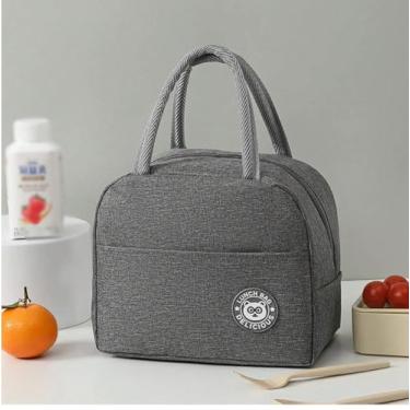 Imagem de Bolsa Térmica Lancheira Marmita com Alça, Impermeável, Reforçada e Isolamento Interno em Alumínio (CINZA)