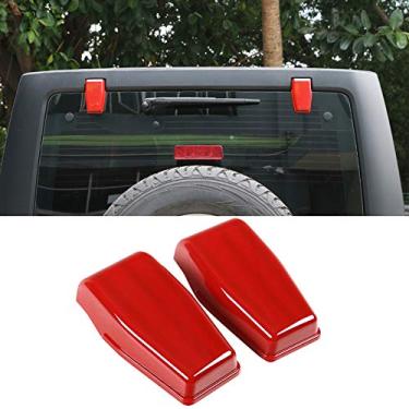 Imagem de idain 2 peças Tampa da dobradiça da porta traseira superior de vidro da tampa da dobradiça para Jeep Wrangler JK 2007-2017 e Unlimited (vermelho)