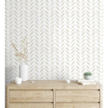 Imagem de Micpolo Papel de parede moderno autoadesivo para contato bege papel de parede decorativo removível para quarto e banheiro