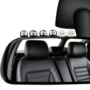 Imagem de 60 peças de espelho retrovisor de carro de fuligem, contém 50 sprites de fuligem fofos pretos e 10 enfeites de elfo de fuligem que brilham no escuro, acessórios de decoração de interiores automotivos