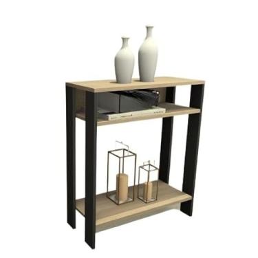 Imagem de Aparador mesinha todo MDF, mesa de apoio, escritório, sala, cozinha (PRETO E CARVALHO)