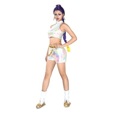 Imagem de OSIAS Fantasia feminina Rumi cosplay branca com design deslumbrante a laser, Rumi, M