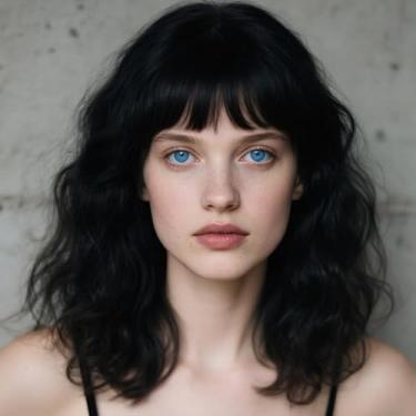 Imagem de Peruca preta encaracolada com franja Bob peruca sintética resistente ao calor cachos naturais leve e natural para dramas femininos, peças de palco, festas e jantares 40,6 cm