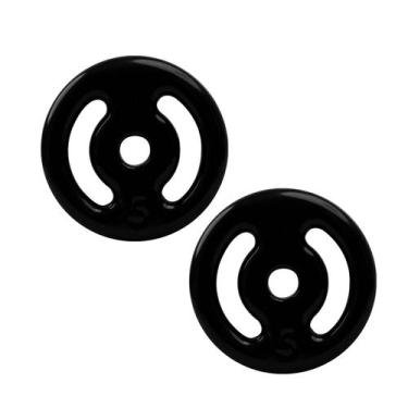 Imagem de Kit academia 2 anilha de 2kg emborrachada 1par vazada 28mm - BASE