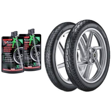 Imagem de Par de Pneu 90/90-18 + 275-18 Vipal ST300 Cg Fan Titan125 150 160 + REPARO TAPA FURO X-TIRE