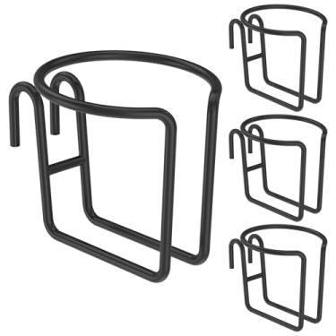 Imagem de 4 peças de suporte de copo de carrinho de compras, suporte de bebida de metal para carrinho de compras com barra inferior pendurado para copo de bebida para caneca de café, garrafa de água