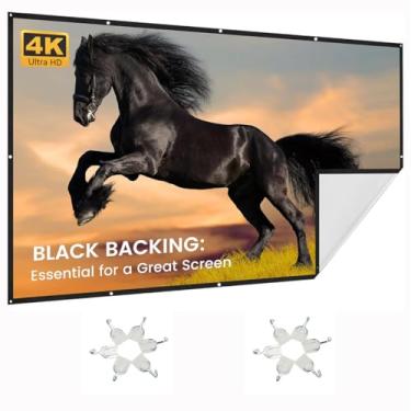Imagem de Tela de Projeção 100 Polegadas Dobrável, Compatível com 4K e 3D, Ângulo de Visão 179°, Fácil de Instalar com Kit Completo