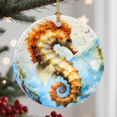 Imagem de Enfeites de Natal, enfeite de cavalo-marinho, enfeites de árvore de Natal, decorações de Natal, decorações de férias, presentes para amantes de cavalos-marinhos, presentes de festa de fim de ano e