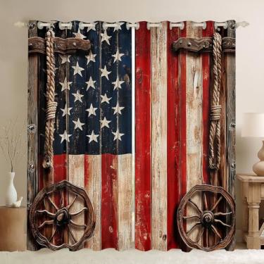 Imagem de Cortinas de janela com bandeira americana, 2 painéis, 106 cm L x 233 cm, cortinas blackout para decoração de quarto, decoração vermelha e branca, dia da independência, bandeira nacional dos EUA