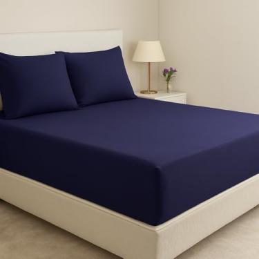 Imagem de 2 Lençóis De Cama Casal Padrão Avulso Com Elástico 170 Fios (Roxo)