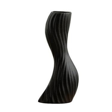 Imagem de Ｂｅｓｇａ Vaso decorativo curvo para flores, vaso de flores com escultura nórdica simples, enfeite de mesa para jardim, restaurante, aniversário, Black L