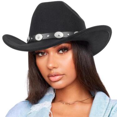 Imagem de Chapéu de caubói Bawnhaw Felt Fedora Vintage Rodeo Outback Black