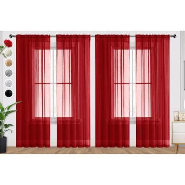Imagem de Cortinas transparentes SpaceDresser Christmas Red 4 painéis 230x228cm