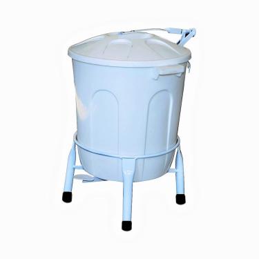 Imagem de Lixeira Plástica com Suporte Pedal em Aço Branca 100 Litros