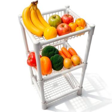 Imagem de Fruteira Desmontável 3 Cestos De Chão Multiuso Cozinha Armazenar Fruta
