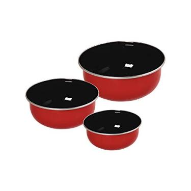 Imagem de Conjunto de Tigelas Bojudas Esmaltadas Vermelho - 3 peças - Ewel