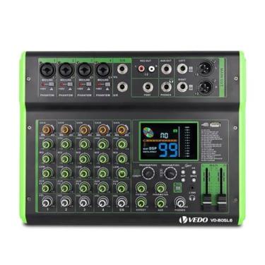 Imagem de Mesa de Som Profissional Multifuncional de 6 Canais com 100 Efeitos de Reverb, Phantom Power de 48 V, Bluetooth e Conexão Telefônica Sem Fio para Ao Vivo/Karaokê/Gravação