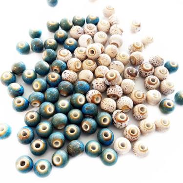 Imagem de MaryLavender Miçangas de porcelana redondas de cerâmica espaçador de porcelana kit de miçangas para artesanato de joias faça você mesmo artesanato 100 peças