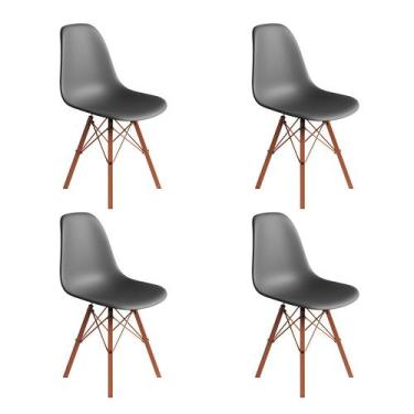 Imagem de Conjunto 4 Cadeiras Eames Estilo Moderno em Ferro Cobre com Assento Ci