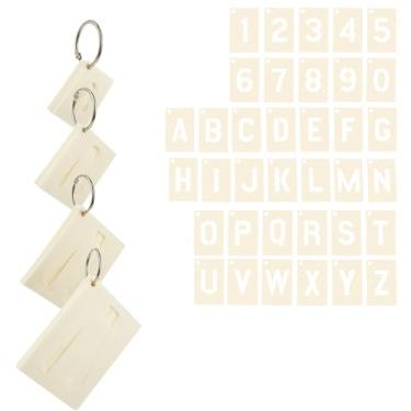 Imagem de blackonvlm 144 peças de estênceis de letras e números, 4 tamanhos, estênceis reutilizáveis de letras e números, modelos de alfabeto, kit de estêncil interligados para placa de madeira, pintura de bolo