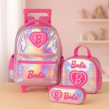Imagem de Kit Escolar Mochila de carrinho + Lancheira e Estojo Triplo -Barbie Lu