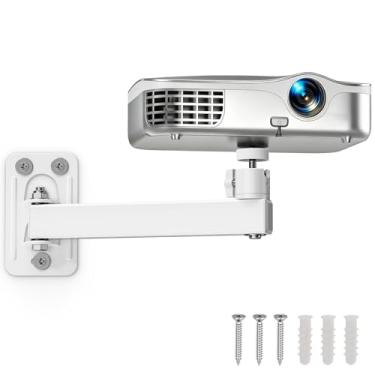 Imagem de BAISHUN Suporte para projetor, parede e mini suporte de teto com rosca de 1/10.2 cm, rotação de 360 graus, inclinação e rotação ajustáveis, dobrável, fácil configuração compatível com a maioria dos