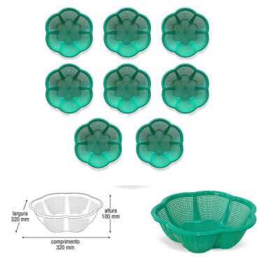 Imagem de Kit 8 Cesto Fruteira De Centro De Mesa Cor Verde Plástico