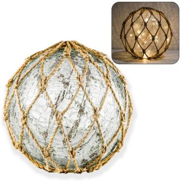 Imagem de Lâmpada flutuante de pesca SAILINGSTORY Bola de vidro com corda de jut