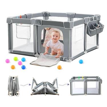 Imagem de Cercadinho dobrável para bebês Playard CAPAKIDS 127x127 cm com tapete