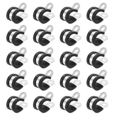 Imagem de HARFINGTON 20 braçadeiras de aço inoxidável de 16 mm (5/20.3 cm) grampos de conduíte acolchoados de borracha para instalação doméstica industrial automotiva fio de tubulação