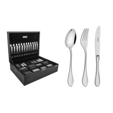 Imagem de Faqueiro Tramontina Italy Em Inox Com Facas De Mesa Forjadas E Estojo De Madeira 130 Peças