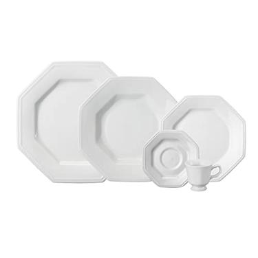 Imagem de Serviço de Jantar e Chá em Porcelana, 20 Peças, Modelo Octogonal Prisma, Branco, Porcelana Schmidt