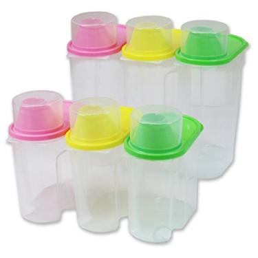 Imagem de Economia de alimentos de plástico sem BPA Basicwise pequeno, conjunto de 3, verde, rosa e amarelo