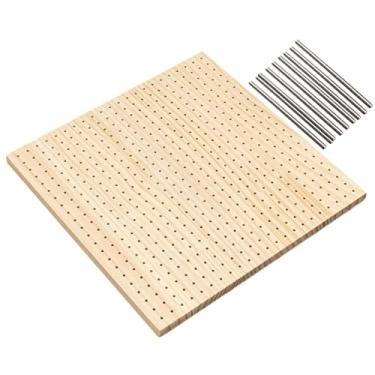 Imagem de Lilihuimaoyi Painel de Madeira Perfurado para Bloquear Peças de Crochê. Painel Versátil com 9 Pinos de aço para Tricô. Ideal para Mães Que Se Dedicam Ao Crochê, Pinos de 30x30cm E