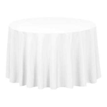 Imagem de Toalha de mesa de poliéster redonda de 2,72 m da LinenTablecloth branca