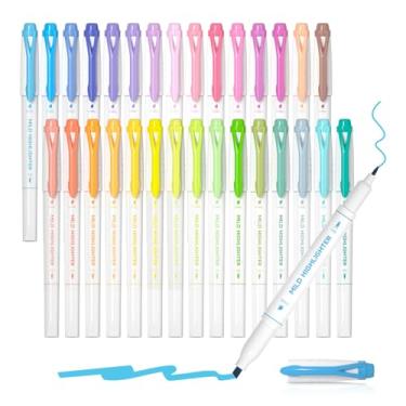 Imagem de Shuttle Art Marcadores de texto em 30 cores, canetas marca-texto pastel, cores sortidas, marcadores de cor suave de ponta dupla, perfeitos para adolescentes, crianças e adultos, colorir, sublinhar,
